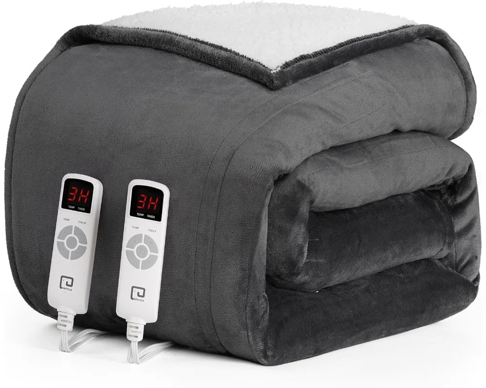 Queen Size Electric Heated Blanket W / 9 Heat Levels, Auto Shut Off & Machine Washable