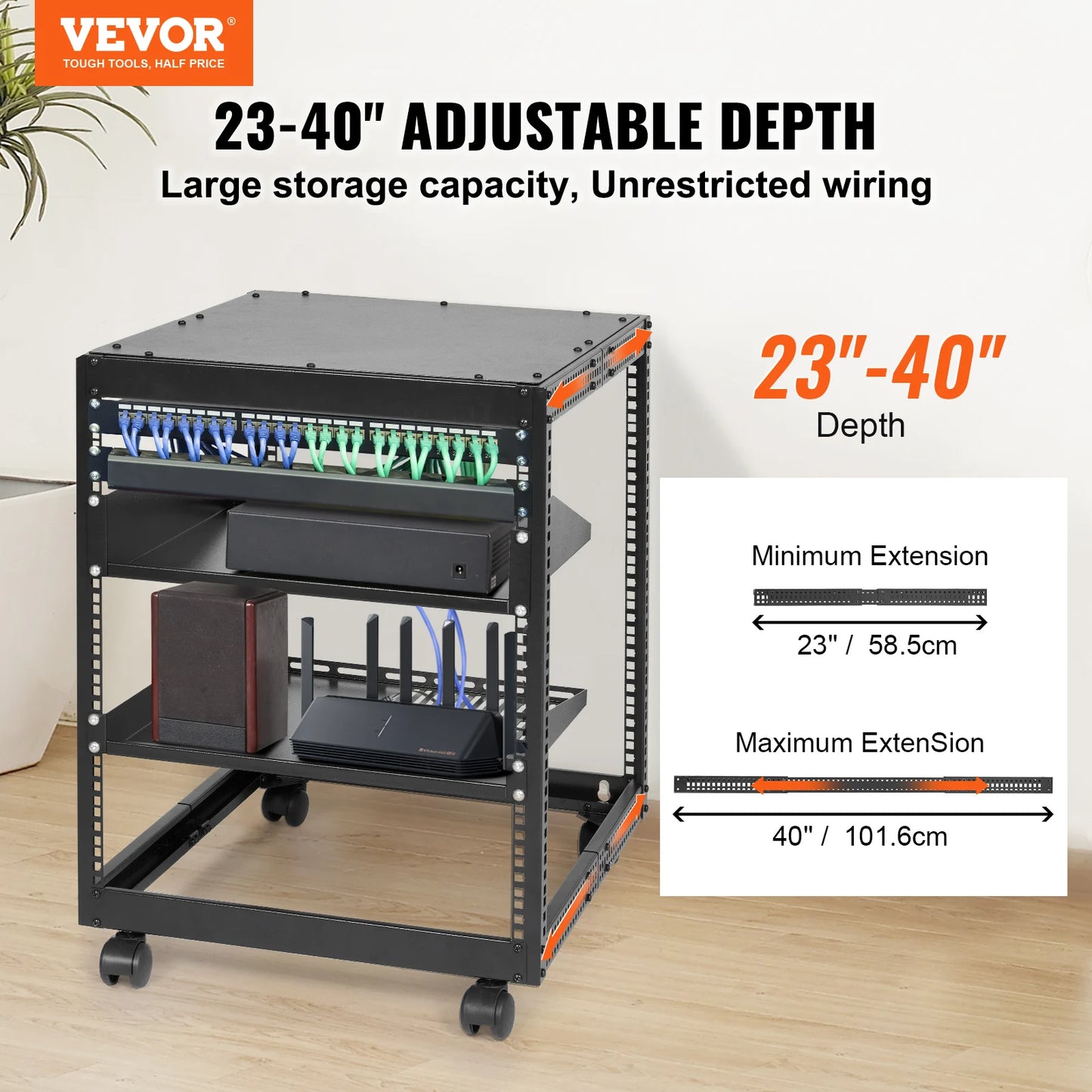 VEVORServer Rack with Adjustable Depth,