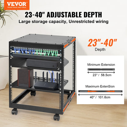 VEVORServer Rack with Adjustable Depth,