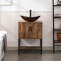 Rustic Brown 24" Bathroom Vanity & Cabinet Set w/ Shelf & Vessel Sink