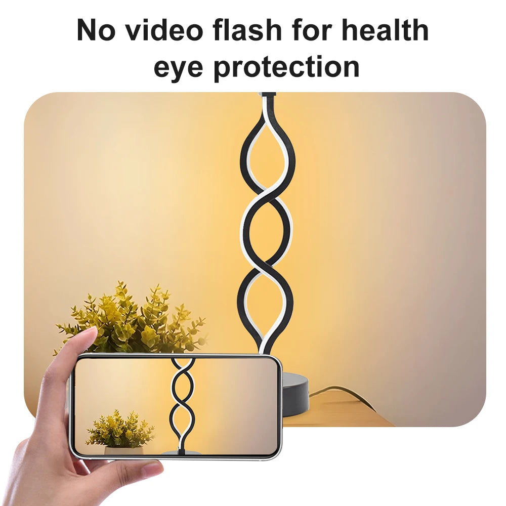 LED Spiral Table Lamp Tricolor Adjustable Brightness USB Powered Eye-protection Lamp