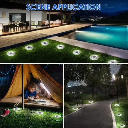 1/4/8Pcs Solar Lights Outdoor 8/20LEDs Disk Underground Lamp