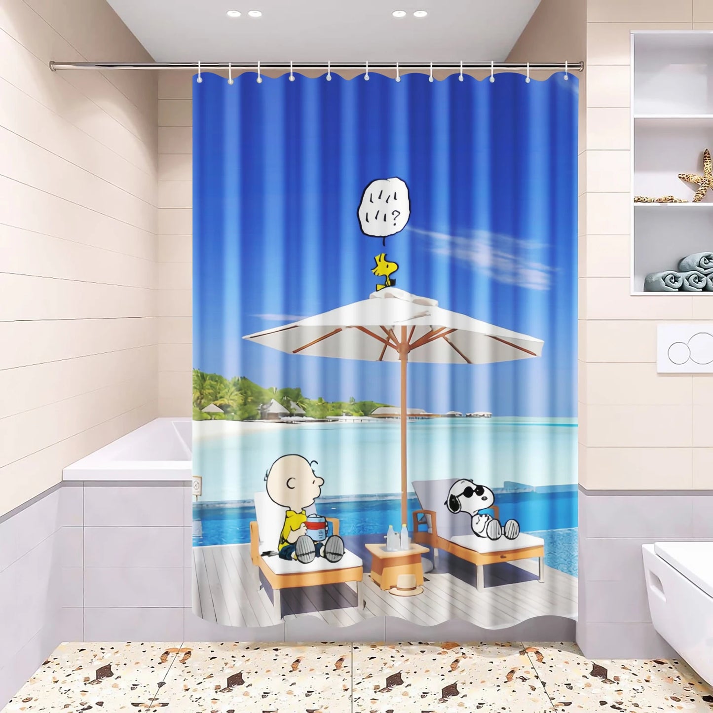 Snoopy Anime Shower Curtain, Bathroom Accessories
