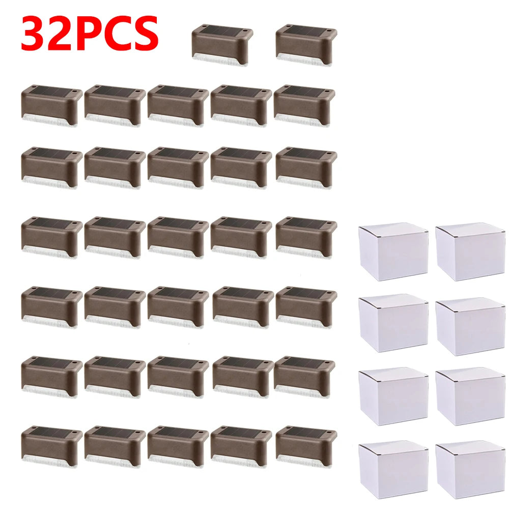 Warm White LED Solar Step Lamp Path Lights Waterproof Balcony, Patio Stair, Fence Light.