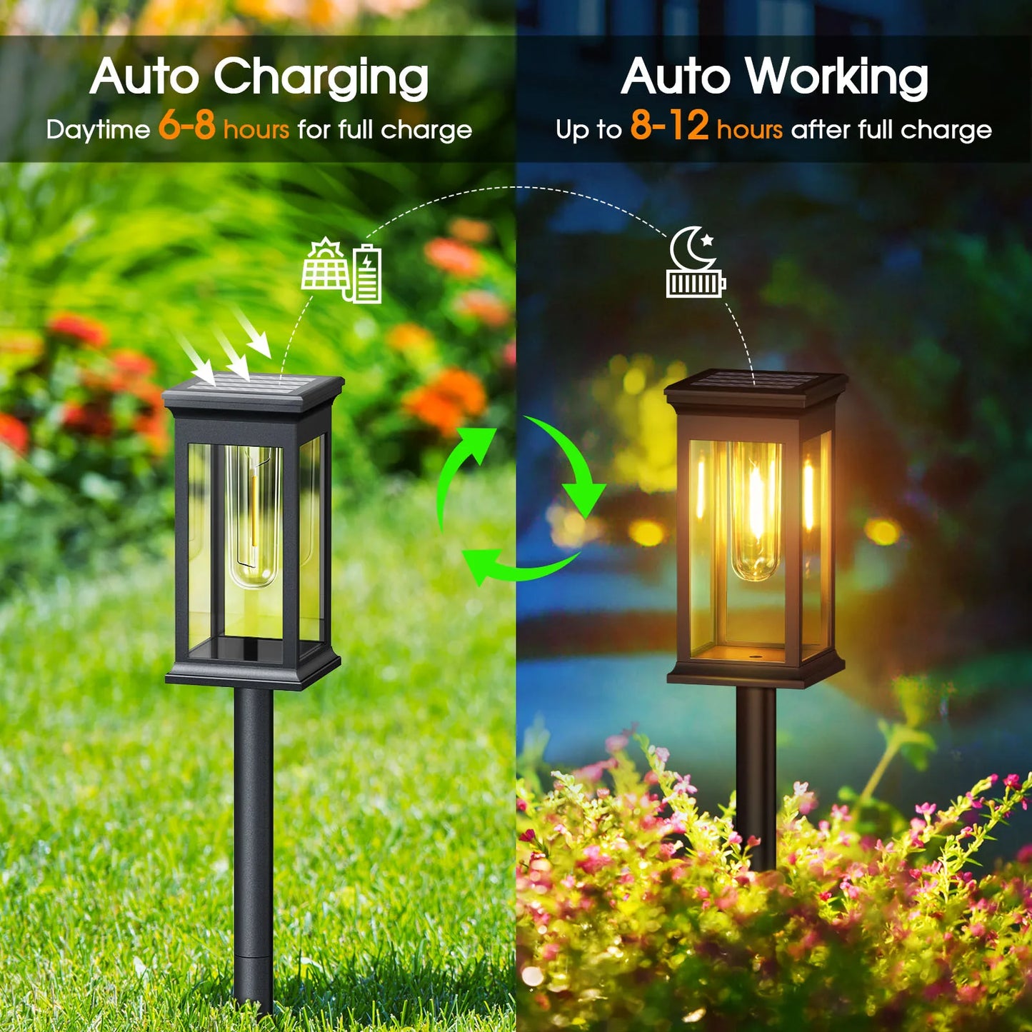 2/6/12 Pack [Upgraded] Solar Lights, 2700K Warm White, Super Bright 12Hrs