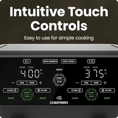 6 Quart Dual Basket Air Fryer Oven with Easy View Windows Sync Finish Technology for Even Heat