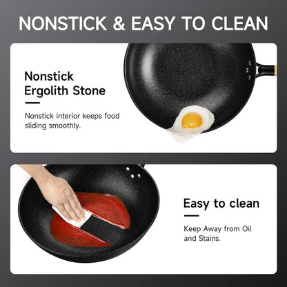 Non-Stick Wok w/ Steamer Basket,12 Inches Stir Fry Pans