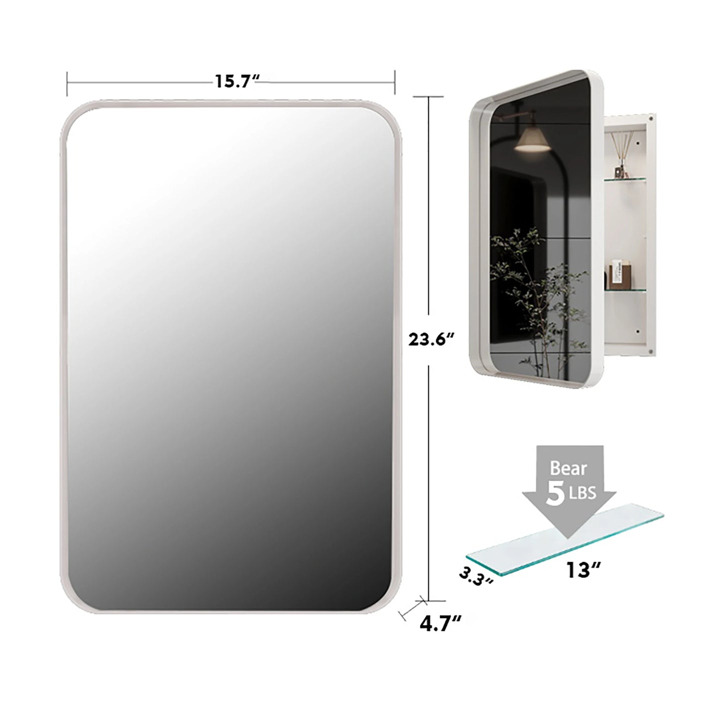 16x24-Inch Recessed White Metal Frame w/ Adjustable Shelves Medicine Cabinet