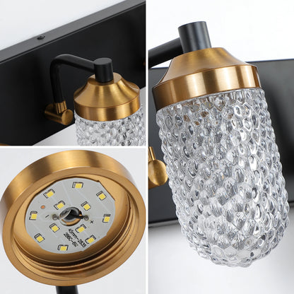 Minimally retro bathroom vanity table lamp, LED 5-bulb glass lampshade, wall mounted decorative light fixture (black)