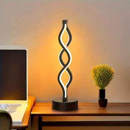 LED Spiral Table Lamp Tricolor Adjustable Brightness USB Powered Eye-protection Lamp