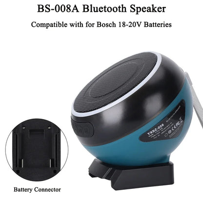 Portable Wireless Speaker for Makita/DeWalt/Milwaukee/Bosch 18V-20V Battery Supports Bluetooth 5.3 High-Definition Sound Quality