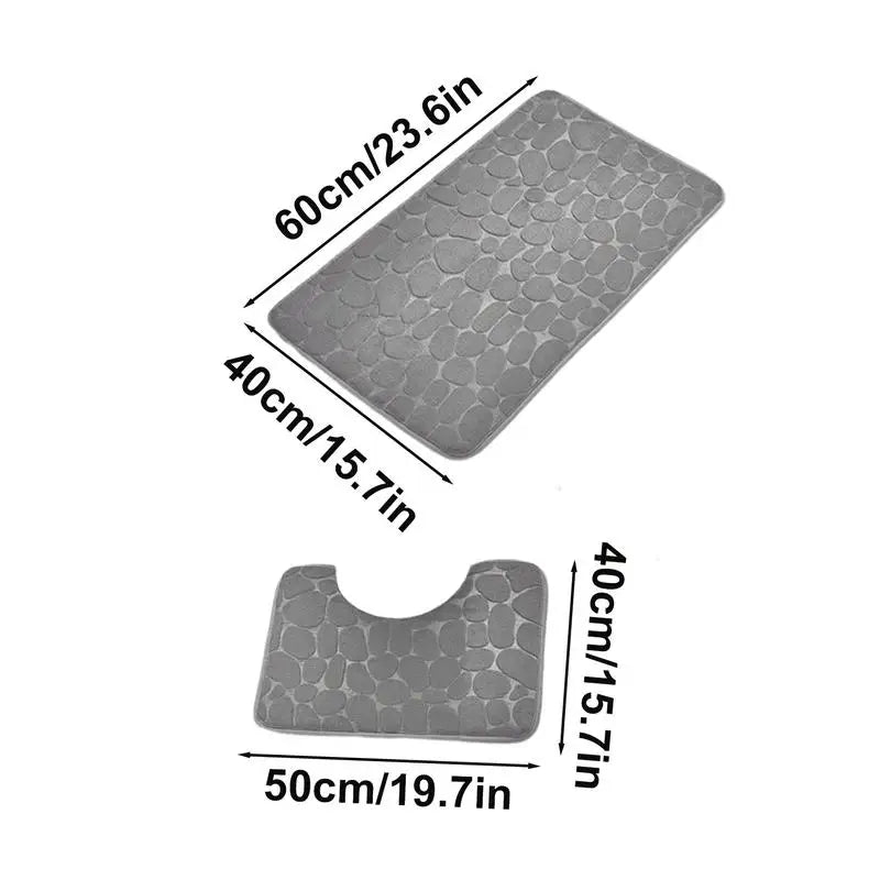 Bathroom Mat Non-Slip Coral Fleece Bath Set Bathroom 2 Piece