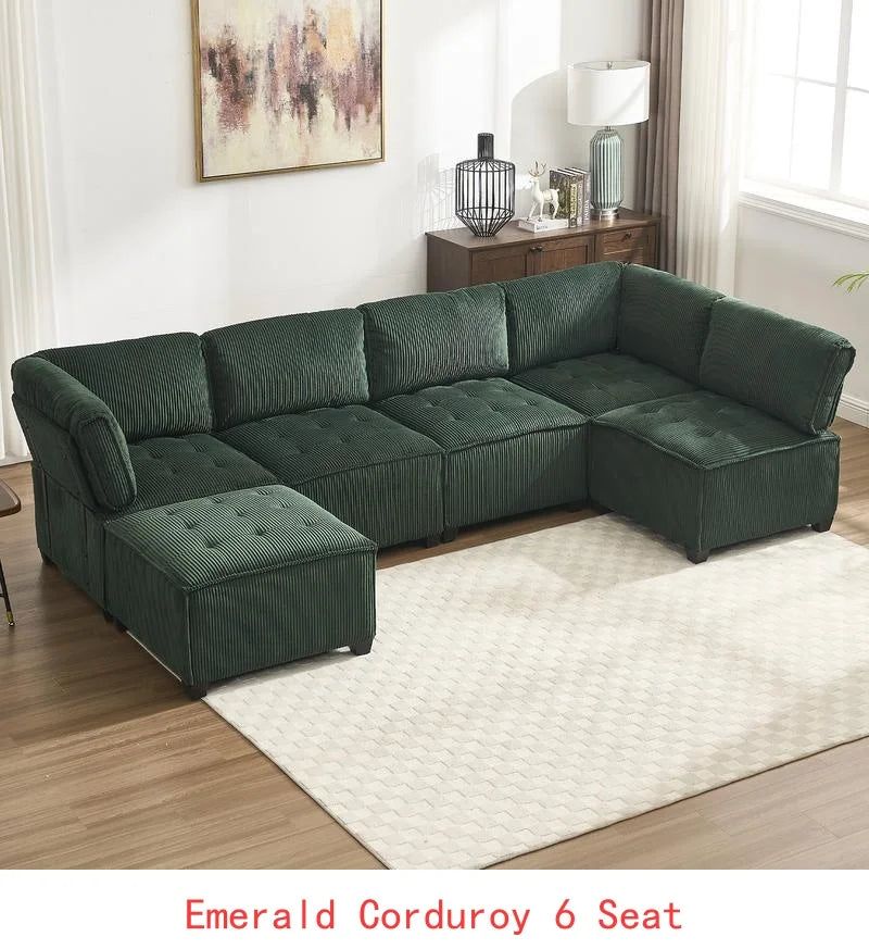 Modular Sectional Sofa U-Shaped Couch with Reversible Chaise, 6-Seat