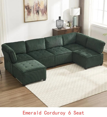 Modular Sectional Sofa U-Shaped Couch with Reversible Chaise, 6-Seat