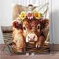 Highland Cow Flannel Blanket Children Warm Soft Blanket