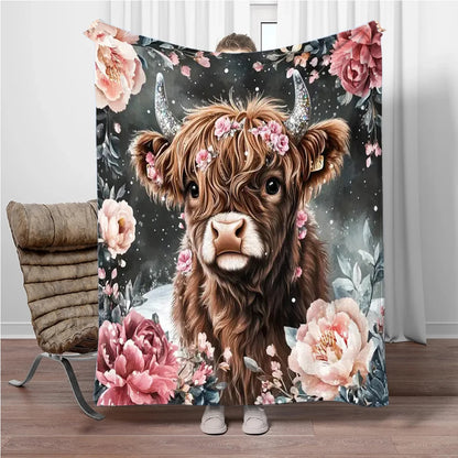 Highland Cow Flannel Blanket Children Warm Soft Blanket