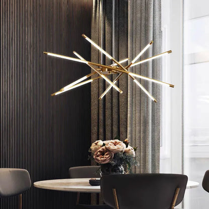 LED Tube Chandelier Living Room Bedroom Dining Room Kitchen Modern Home Decoration Hanging Light Indoor Lighting