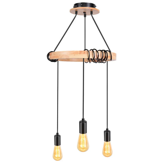 Modern Pendent Light Wooden Circle Chandelier Lighting