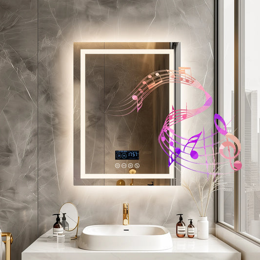 Lighted Bathroom Mirror w/ Bluetooth Speaker Smart