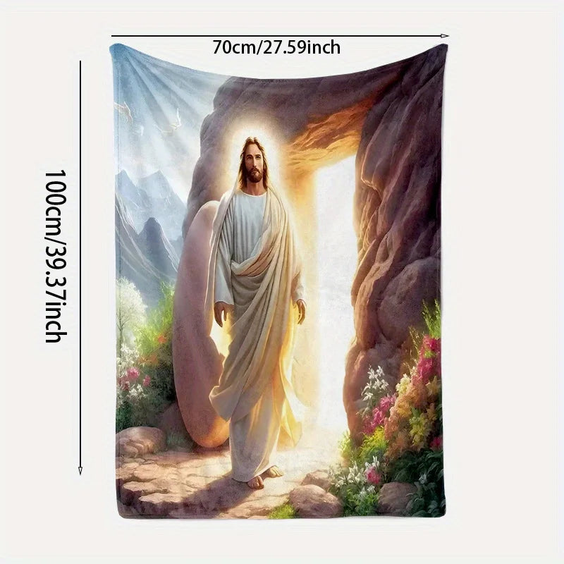 Jesus Christ Resurrection Fleece Blanket Religious Art Design