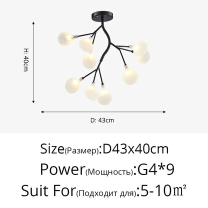 Branch Shape Firefly Ceiling Chandelier for House Baby Kid  Living Room Bedroom Decor G4 Led Lighting Indoor Hanging Lamp