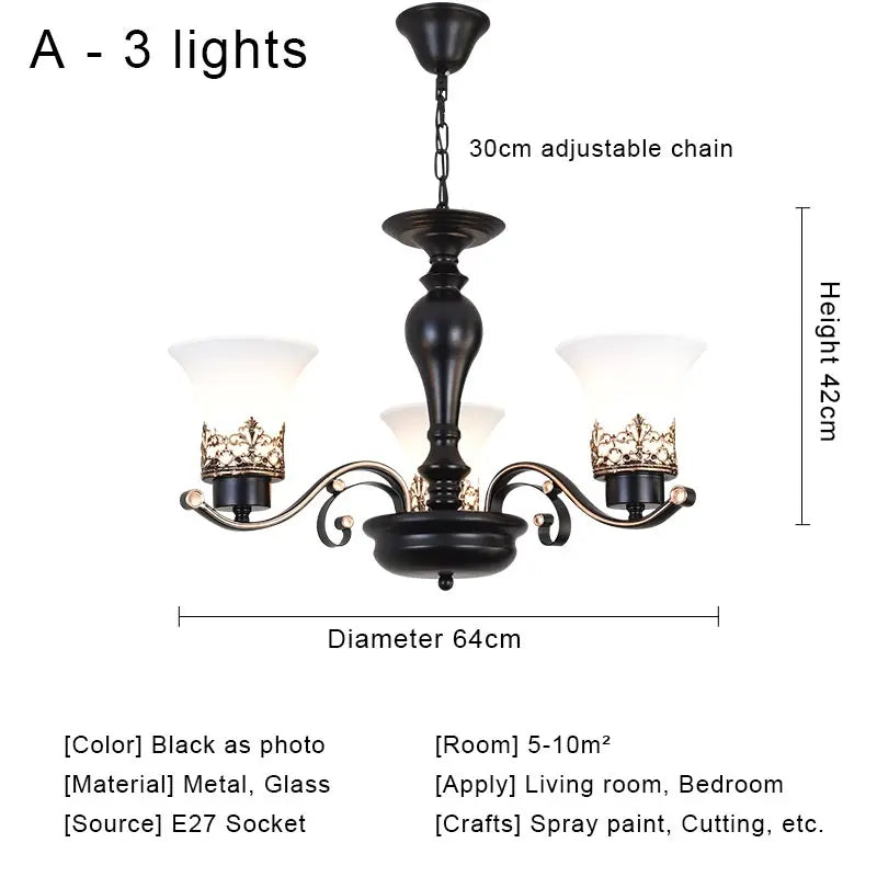 Vintage Chandelier Glass Pendant Lamp Indoor Lighting for Living Room Bedroom Kitchen Lustres Retro Loft Hanging Light Fixture