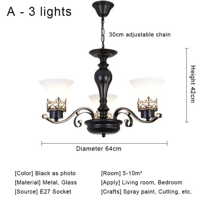 Vintage Chandelier Glass Pendant Lamp Indoor Lighting for Living Room Bedroom Kitchen Lustres Retro Loft Hanging Light Fixture