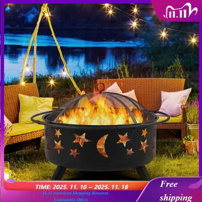 Fire Pit 30in Fire Pits for Outside Wood Burning Outdoor Fireplace with Spark Screen