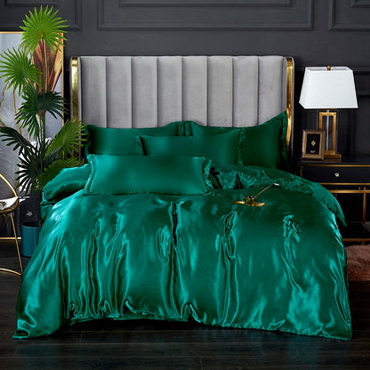 3-Pieces Silky Satin Duvet Cover Set Queen Size Soft Smooth Durable Comforter
