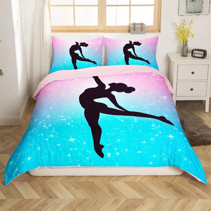 Gymnastics Duvet Cover for Kids Teens Girls Queen Lightweight Quilt Covers