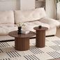 Round Nesting Coffee Tables Set of 2, Wood Slat Side Table
