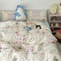 Pink Floral Bedding Set Soft Single Double Queen Size Duvet Cover Flat Sheet Pillowcase