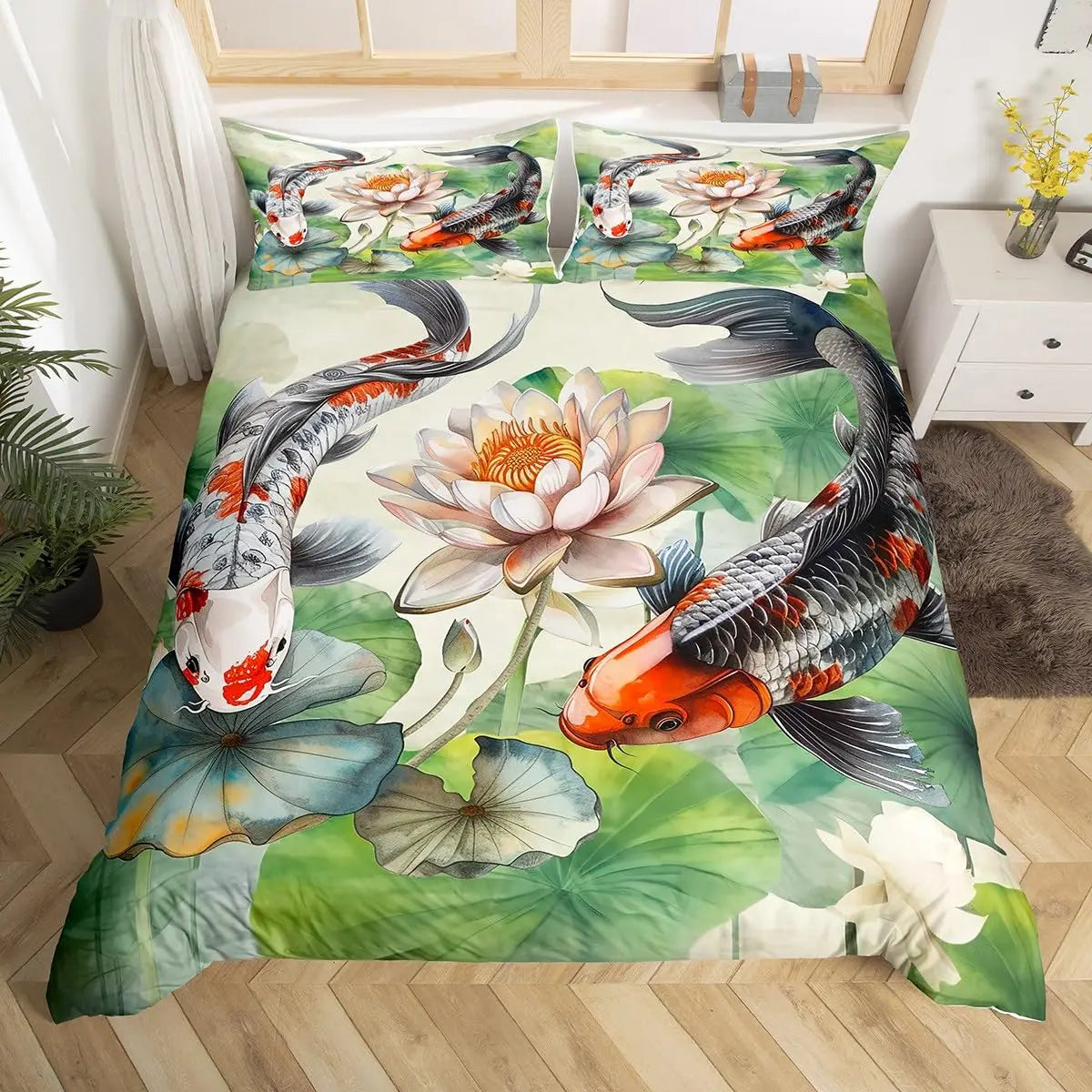 Koi Duvet Cover Sets for Kids Teens Adults Queen Size Quilt Covers