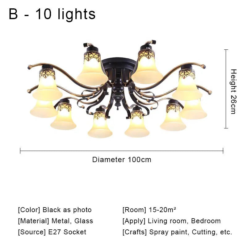 Vintage Chandelier Glass Pendant Lamp Indoor Lighting for Living Room Bedroom Kitchen Lustres Retro Loft Hanging Light Fixture
