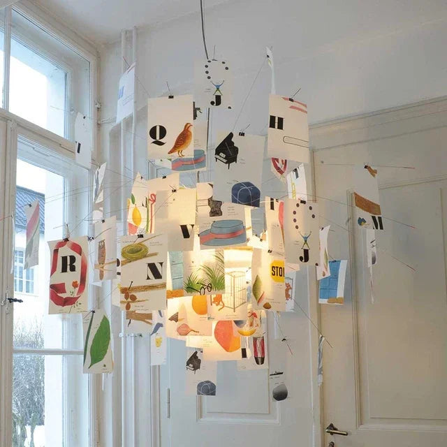 DIY Ingo Maurer Zettel Paper Ceiling Chandeliers for Living Room Kitchen Pendant Lights Hanging Lamp Shop Cafe Bar Decoration
