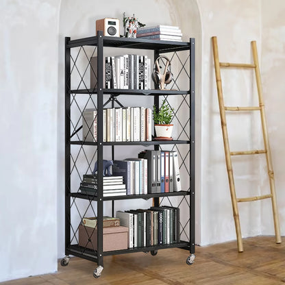 5-Tier Storage Shelving Unit, Metal Shelf 27.9"x13.4"x62.5, W/ Wheels,