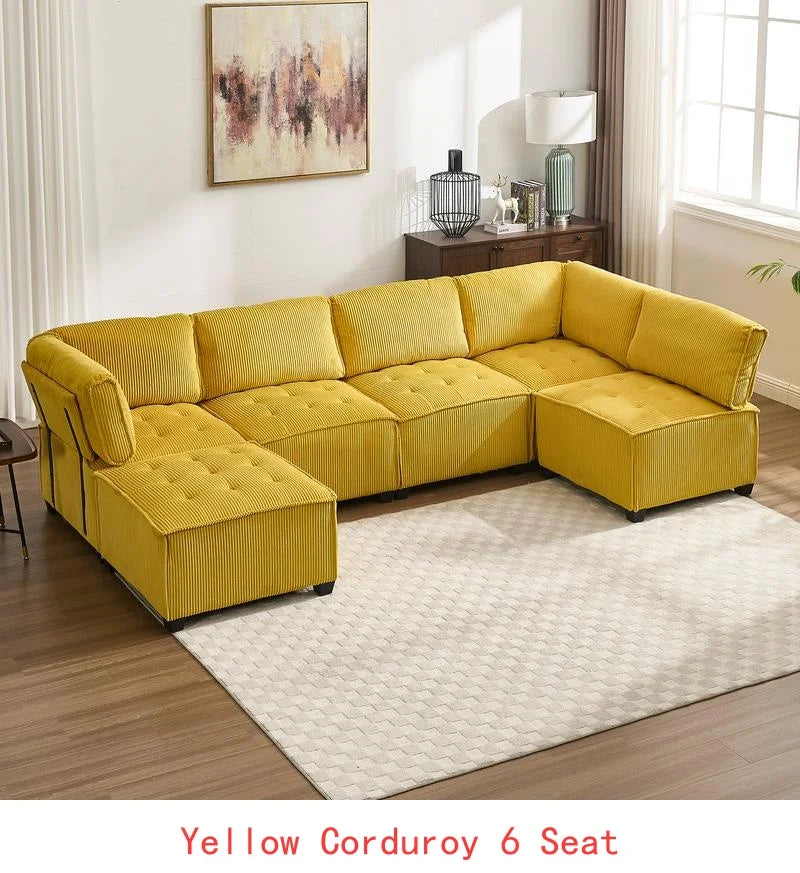 Modular Sectional Sofa U-Shaped Couch with Reversible Chaise, 6-Seat