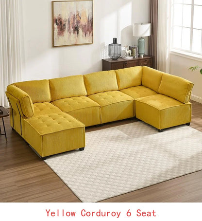 Modular Sectional Sofa U-Shaped Couch with Reversible Chaise, 6-Seat