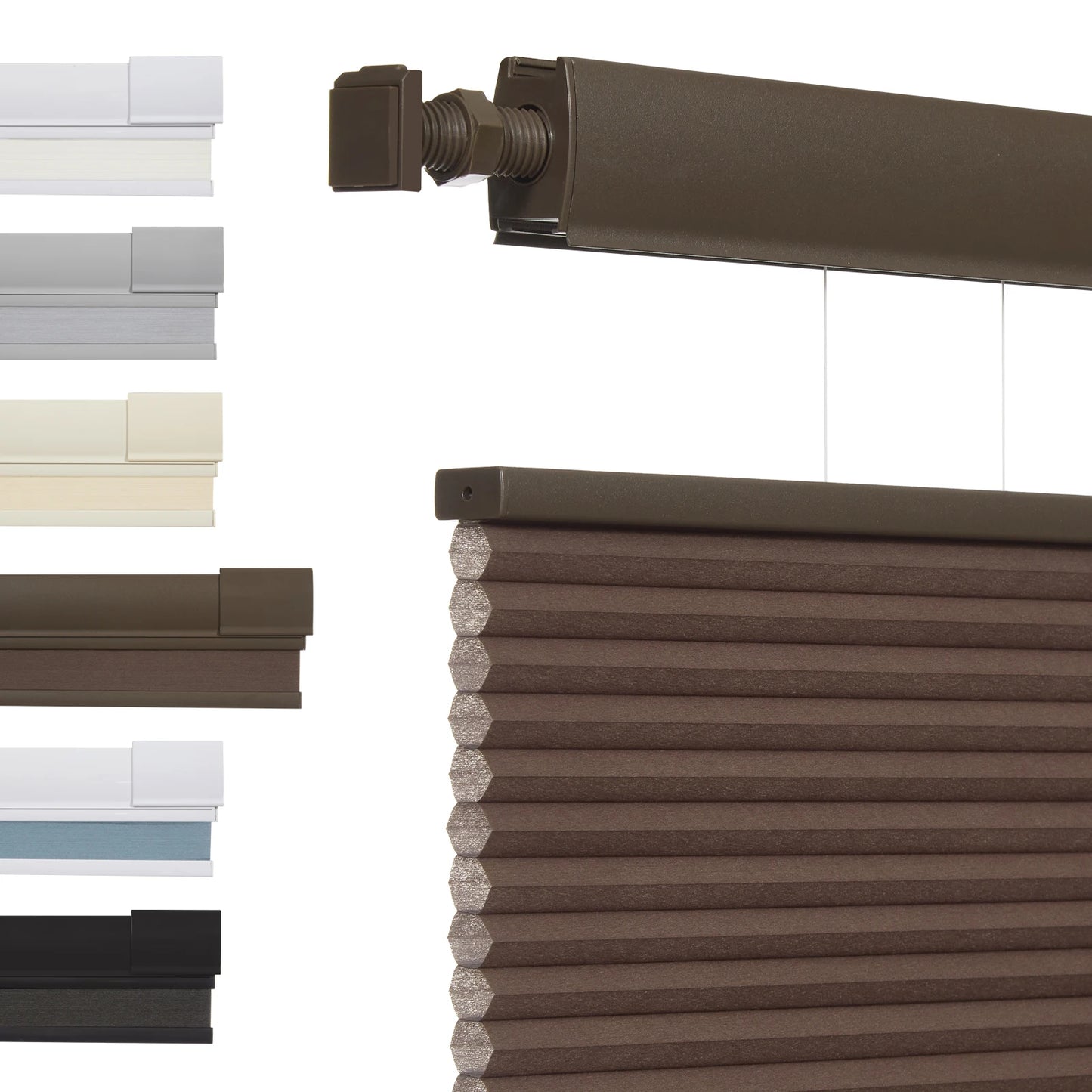 No Tools No Drill Top-Down Bottom Up Honeycomb Blinds for Windows, 1" Cell Fabric Cordless