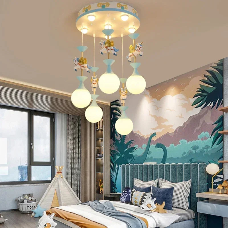 Children's room pendant princess bed cartoon boy girl Nordic creative Pegasus baby lamp