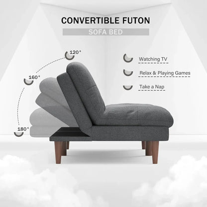 Futon Sofa Bed Fabric Couch Adjustable Sleeper Sofa Bed