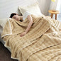 Solid Color Flannel Rabbit Fur Blanket Nap Cover Coral Fleece