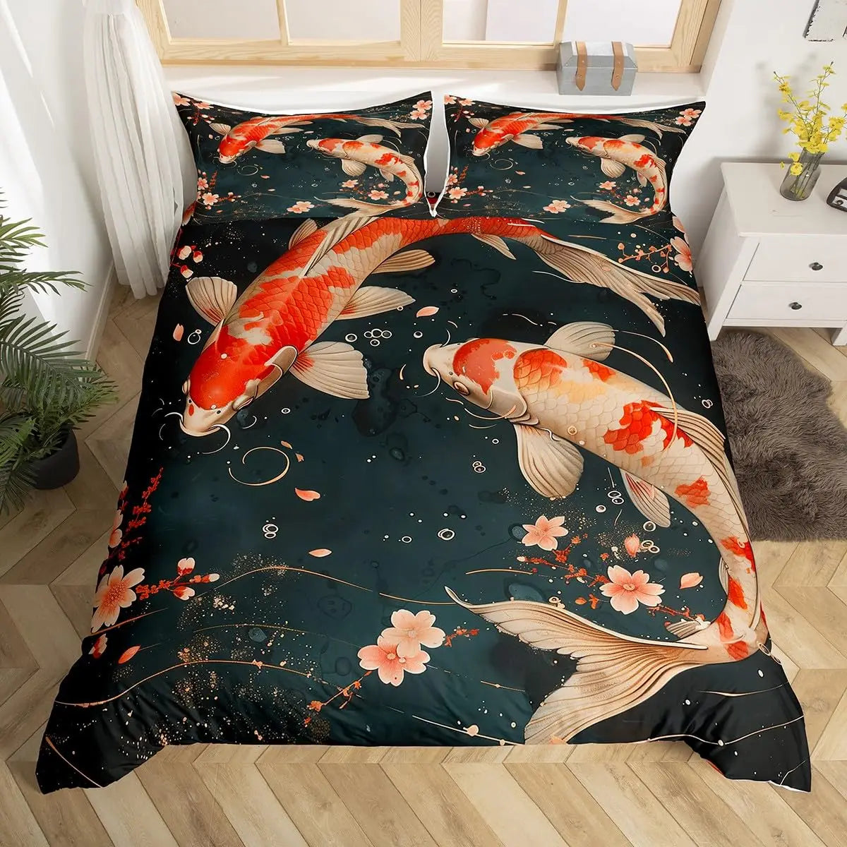 Koi Duvet Cover Sets for Kids Teens Adults Queen Size Quilt Covers