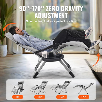 Zero Gravity Adjustable Chair with Cushion Footrest and Cupholder