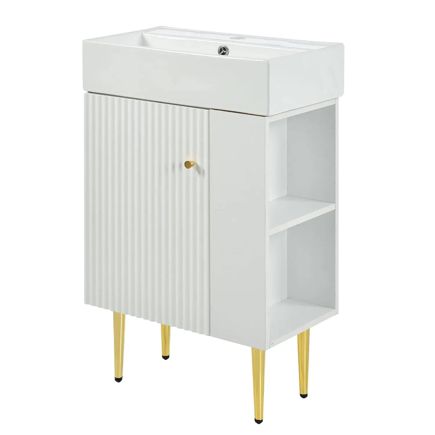 21.6" Bathroom Vanity with Single Sink, Standing Cabinet W /  Side Storage