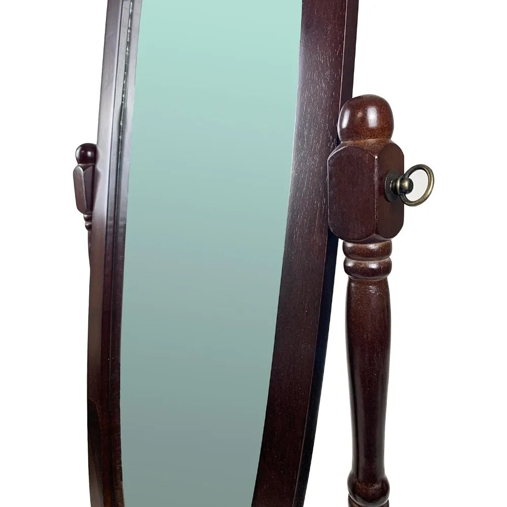 Furniture rotating adjustable full-length oval wooden knight floor mirror