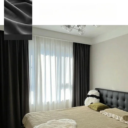 Gray Velvet Curtains Luxury Soft Chenille Blackout