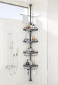 32-122inch Corner Shower Caddy Tension Pole Grey, Rustproof Drill-Free