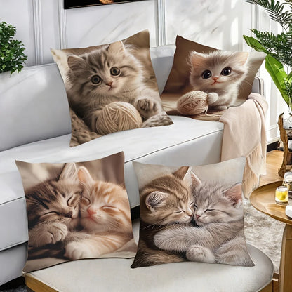 1/4pcs Cute Kitten Pattern Pillowcases