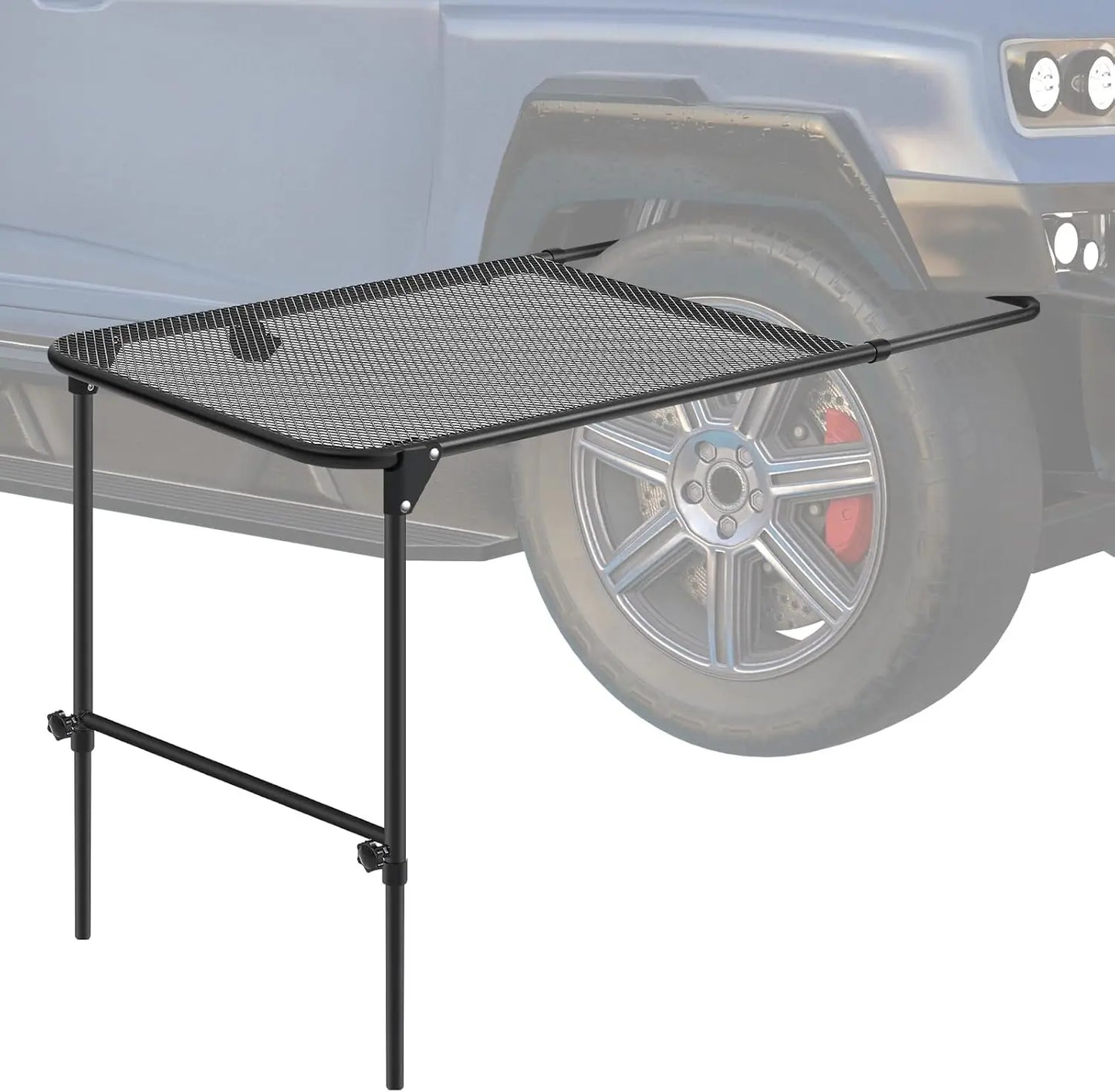 Vehicle Tire Mounted Steel Camping Table Adjustable